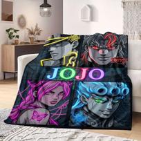 JoJo's Bizarre Adventure Beautiful Flannel Blanket, Printed Cartoon Design for Home Decor, Warm Sofa Bedding, Travel Throw_LIAN 75x90cm