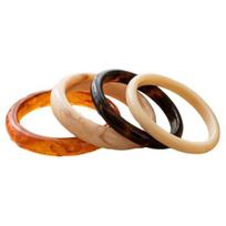 4Pcs/Set Retro Style Bangle Set, Lightweight Stackable Women Bracelets, Smooth Polished Surface Versatile Bangles for Daily Wear A beige