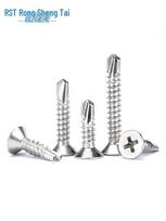 410 Stainless Steel Flat Head Self-Drilling Countersunk Screw for Color Steel M4.2/M4.8 M5.5x19 (20 pcs)