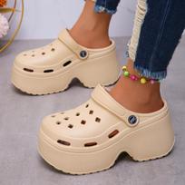 Eva Platform Clogs for Women Thick Bottom Wedges Heels Garden Sandals Woman Summer Comfort Non Slip Beach Slippers 35-36 chaki