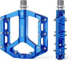 Gewage Blue Aluminum Platform Bicycle Pedals 3 Sealed Bearings