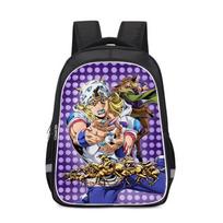 JoJos Bizarre Adventure Kids School Backpack Cartoon Anime Bag Boys Girls 3-4 Grade Lightweight Ergonomic Oxford Fabric 16 inch Black, Large