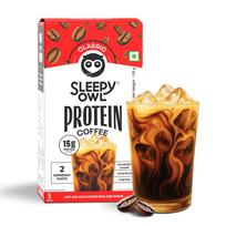 Sleepy Owl Classic Protein Coffee Powder, 15g Whey Protein & 2 Shots Espresso per Sachet, Less than 97 Cal, No Added Sugar, Real Cold Coffee, Light red