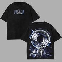 Unisex Retro Washed Loose Summer Streetwear T‑shirt Printed with Garou from One‑Punch Man Manga Anime T-shirt S