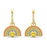 Swarovski Crystal Sparkling Dance Rainbow Pierced Earrings Gold Tone Plated 5537494 raudona