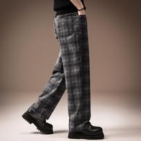 High-end British retro gradual change plaid straight casual pants men's summer thin loose drape wide-leg trousers s fits 45-55kg