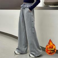 Girls' Fleece-Lined Wide-Leg Pants: Fashionable Autumn/Winter Children's Wear 160 cm