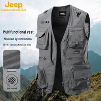 JEEP Men's Multi-Pocket Outdoor Fishing Vest 2XL pilka