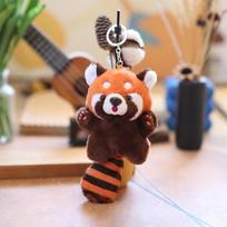 Mielas animacinių filmų modeliavimas Raudona Panda pliušinis žaislinis pakabukas Minkštas įdaryti lėlės raktų pakabukas Kuprinės pakabinamas papuošimas vaikams Dovanos brown