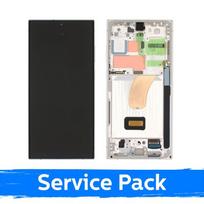 Ekranas skirtas Samsung S918 S23 Ultra su rėmeliu / Cream / (Service Pack) +INCLUDING BATTERY