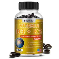 Plant-Based Vitamin D3+K2 Supplement - 2500mg Formula - 120 Capsules 120PCS yellow
