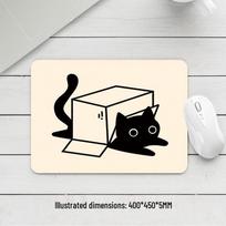 Black Cat Small Mouse Pad - Thickened, High Appearance, Locked Edge, Office Desktop, Hot Selling white