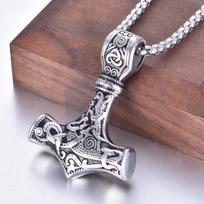 New Retro Jewelry Titanium Steel Viking Necklace Men's Personalized Necklace 50CM(Necklace Size) gray