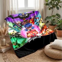 miraculous ladybug cartoonPrinted Flannel Blanket Cozy Skin-Friendly Warm Throw for Couch Bed Indoor Daily Use 75x90cm