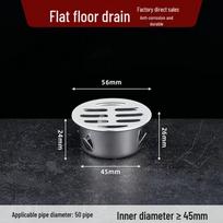 Stainless Steel Round Anti-Clog Floor Drain Filter for Balcony & Gutter 50mm Flat Pipe (201) white