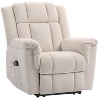 Massaging and heating relax armchair, reclining armchair, manually adjustable backrest, 85x91x104cm, beige 91 x 85 x 104 cm smėlis