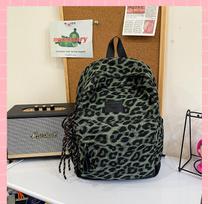 Schoolbag pink leopard print backpack women's 1011 new American backpack women's casual fashion junior high school student schoolbag large capacity gray