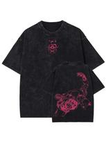 Anime 'JoJo's Bizarre Adventure' Pure Cotton Men's Vintage Washed T-Shirt Harajuku Style Top S black