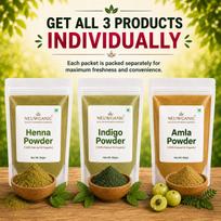 Neuwganic - Herbal Hair Color Kit with Henna, Indigo & Amla Powder | Natural Black-Brown Hair Dye | Grey Hair Coverage | Chemical-Free Herbal Hai