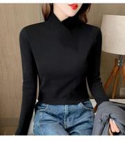 Women's Half-High Collar Fleece Base Layer Shirt – Versatile Long Sleeve T-shirt for Autumn/Winter. XL is recommended for 115-130 catties black