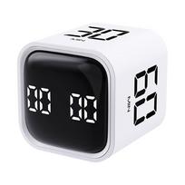 Cube Timer with Gravity Sensor Flipping LED Display 4 Preset Time Dual Modes Countdown Kitch Cooking Study Mini Digital Timer black