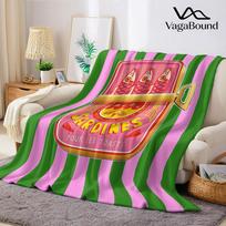 Sardines Green Pink Stripe Flannel Blanket Warm Soft Halloween Christmas Couch Warm Cozy Decorative Decor Gift For All Season 70x100cm pink
