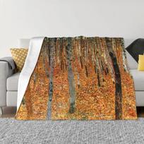 Flower Garden By Gustav Klimt Blanket 3D Printed Soft Flannel Fleece Warm Painting Art Throw Blankets for Office Bed Sofa Quilt Size: 75*100cm, Weight: 230 GSM brown