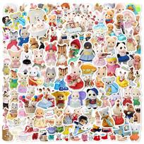 100Pcs Cute Calico Critters Stickers Graffiti Decals Laptop Scrapbook Decoration Skateboard Laptop Waterproof Decor Sticker Toys