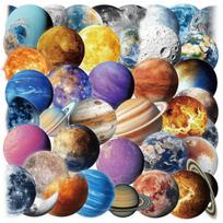 50Pcs Planet Space Station Dream Stickers Planet Star Diy Luggage Stickers Creative Cartoon Graffiti Stickers brown