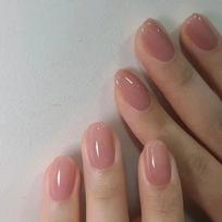 24Pcs Nude Pink Short Round Press On Nails With Design Finished Full Cover False Nail Tips brown