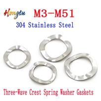 304 Stainless Steel Bearing Shafts with Three-Wave Crest Spring Washer Gaskets – Sizes M3-M23, M25-M51 10pcs M10x15x0.3