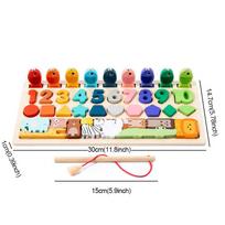 Montessori kaladėlės žaislas medinis žvejybos numerio formos gyvūnų poravimas užimtas lenta vaikams lavinantis smulkiosios motorikos lavinimo žaislas beige