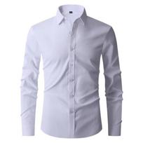 Spring Autumn Polo-neck Solid Color Business Shirt Male Long Sleeve Casual Bottomed Blouse Cardigan Top Men S balta
