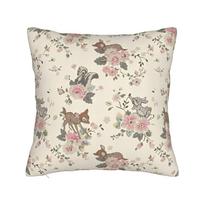 Bambi Cute Bunny Cartoon Throw Pillow Cover Polyester Decorative Pillow  , Customized Cushion Covers 30cmx30cm beige