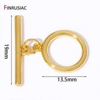 18K Gold Plated Brass Smooth Round Toggle Clasps,Bracelet End Clasps,OT Clasps For DIY Bracelet Necklace Making Accessories 2 Sets beige