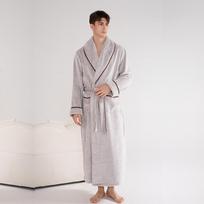 Couples' Double-Sided Fleece Bathrobe: Warm Winter Flannel Pajamas for Men & Women XL gray