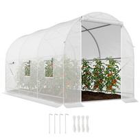 3.5 x 2 x 2 m Polytunnel Greenhouse, Walk-in Green House for Garden with Mesh Windows, Galvanised Steel Frame, White 350 x 200 x 200 cm balta
