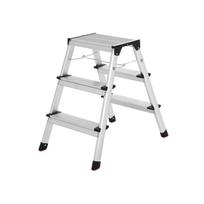 SONGMICS Alu Step Ladder, Household Ladder, Light Weight 3 kg, Folding Multi-Purpose Steps on Both Sides 2 x 3 Stages
