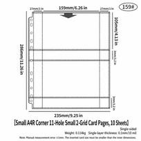10pcs Small A4 Binder Card Sleeves Pages 11 Holes Card Album Refill Pages  4/6/7 Inch Postcards Small 2-grid white