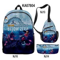 Popular Novelty Cool Subnautica Below Zero 3D Print 3pcs/Set pupil School Bags Travel Laptop Backpack Chest Bag Pencil Case gray
