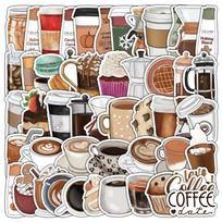 10/50pcs Retro coffee stickers I love coffee graffiti Stickers for DIY Luggage Laptop Skateboard Bicycle Stickers 10pcs beige