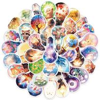 10/50 vnt INS Style Fantastiška lemputė Pasaulio lipdukai Animaciniai filmai Estetiški grafiti lipdukai, skirti pasidaryk pats bagažui nešiojamojo kompiuterio dviračio lipdukai 10pcs beige