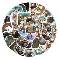 10/50pcs Cute Animal Cartoon Beaver Otter Stickers graffiti Stickers for DIY Luggage Laptop Skateboard Bicycle Stickers 10pcs gray