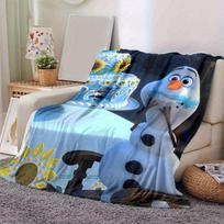 1pc Disney Frozen II Olaf Snowman Sunflower Cake Print Blanket Home Decor, Couch Throw, Outdoor, Gift, Flannel Coverlet, Bedroom, Living Room 80cmx120cm white