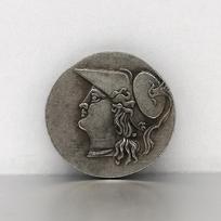Ancient Greek goddess, Artemis, antique silver coins, mythological figure coins, Zeus' daughter art coins gray