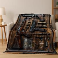 Medinė Metalinė Dėžė Ginklams Karinė Įranga Flanelinis Antklodė, Jaukus Minkštas Užklotas Namams Miegamajam Lovai Sofai Dangalas Dovana 75x90cm black