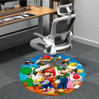 1 vnt. Super Mario Bros kėdės kilimėlis biurui Neslystantis, Minkštas ir Patogus, Kilimas biurui, Žaidimams, Lengvas apvalus grindų kilimėlis 80cm gray