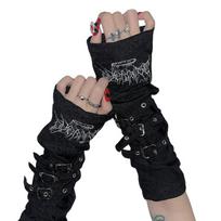 Dark Punk Half Finger Sleeves Y2K Decorative Gloves Creative Arm Sleeves  Women juoda