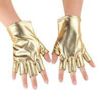 Imitation Leather Half Finger Gloves Punk Style Cosplay Gloves  Halloween Dress Up beige