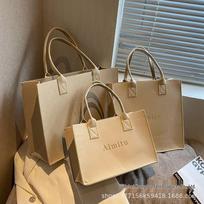 Customizable Large Capacity Felt Tote Bag for Gifts and Shopping Warm Khaki; 30*20*13 brown